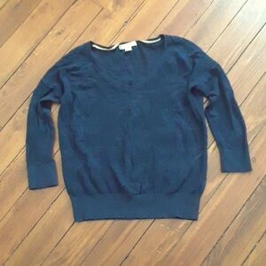 Banana Republic Navy Eyelet V-Neck Lightweight Sweater Top Size XS